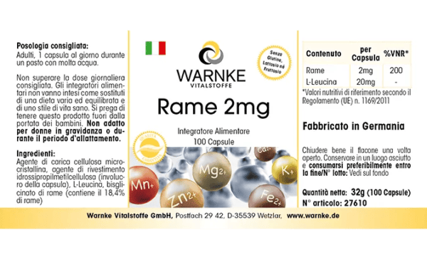 Kupfer 2mg aus Kupferbisglycinat (Warnke) - italienisch