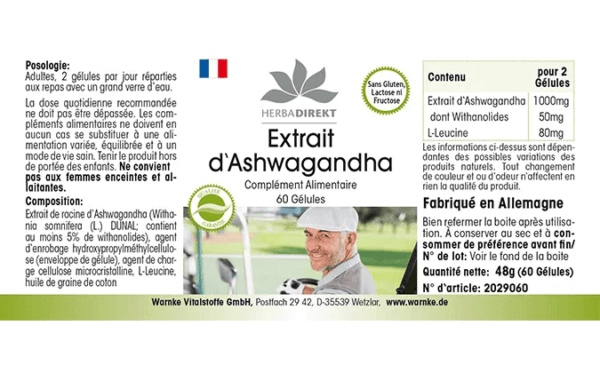 Ashwagandha Extrakt 500mg (Warnke) - französisch