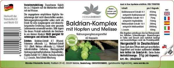 Baldrian-Extrakt Plus mit Hopfen und Melisse (Warnke) - deutsch