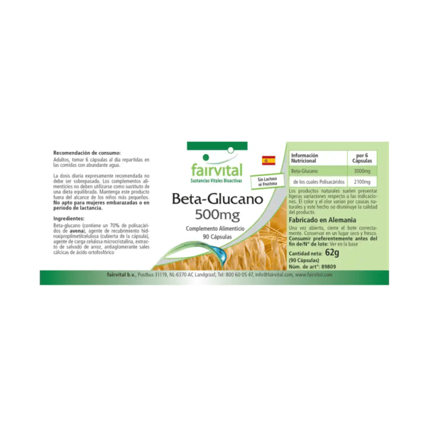 Beta-Glucan 500mg (fairvital) spanisch