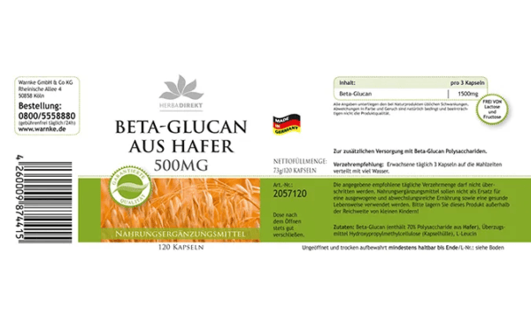 Beta-Glucan aus Hafer 500mg (Warnke) - deutsch