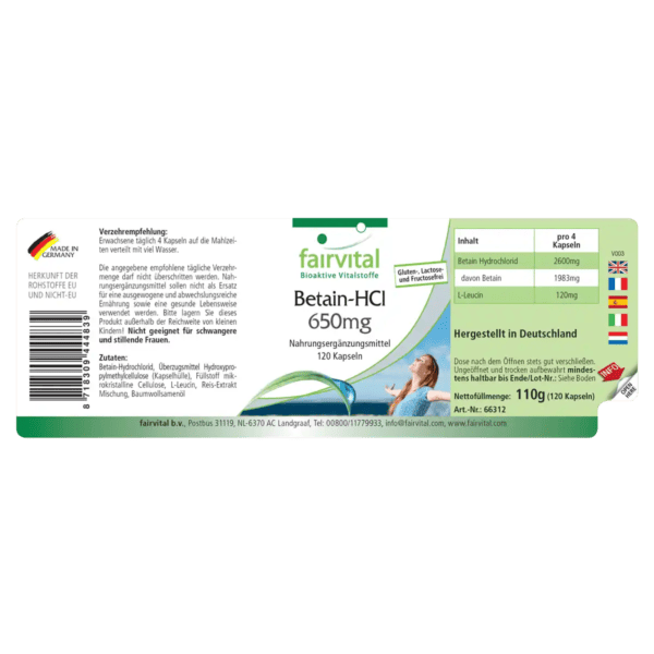 Betain HCL 650mg (fairvital) deutsch