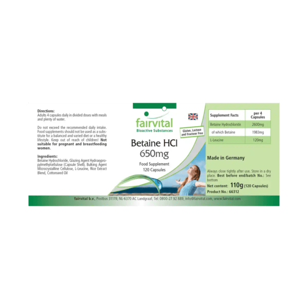 Betain HCL 650mg (fairvital) englisch