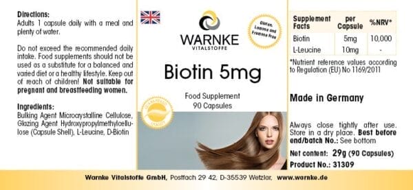 Biotin 5mg (Warnke) - englisch