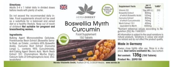 Boswellia Myrrhe Curcumin (Warnke) - englisch