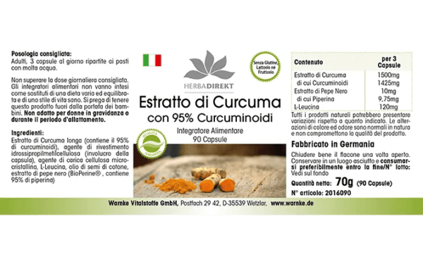 Curcumin Extrakt mit 95% Curcuminoiden (Warnke) - italienisch