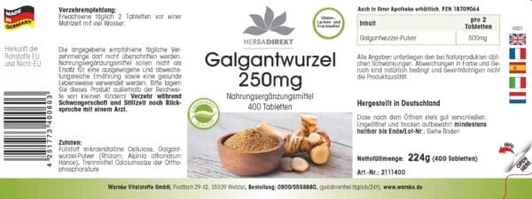 Galgantwurzel 250mg (Warnke) - deutsch