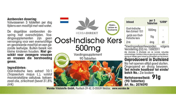 Kapuzinerkresse 500mg (Warnke) - niederländisch