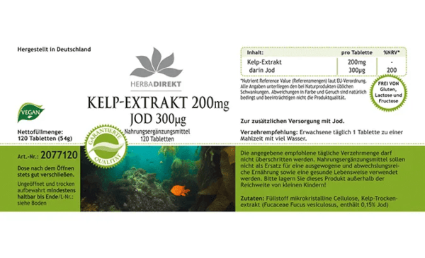 Kelp-Extrakt 200mg mit 300µg Jod (Warnke) - deutsch