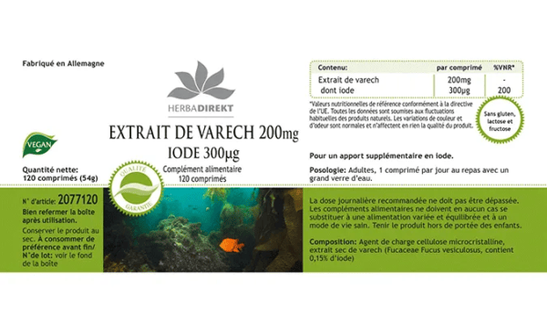 Kelp-Extrakt 200mg mit 300µg Jod (Warnke) - französisch