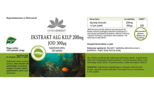 Kelp-Extrakt 200mg mit 300µg Jod (Warnke) - polnisch