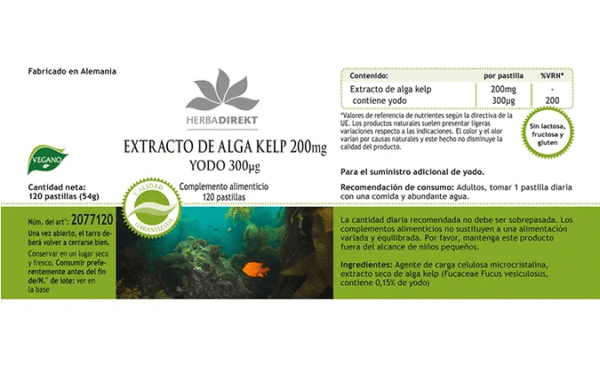 Kelp-Extrakt 200mg mit 300µg Jod (Warnke) - spanisch