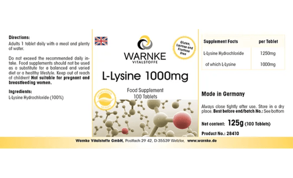 L-Lysin 1000mg (Warnke) - englisch