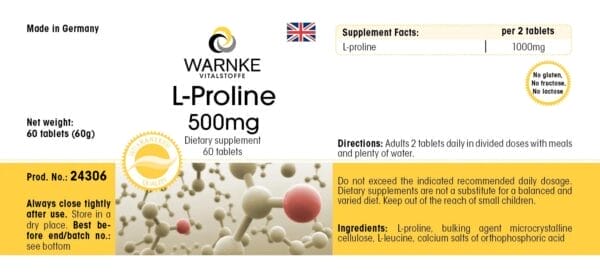 L-Prolin 500mg (Warnke) - englisch