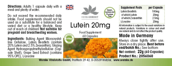 Lutein 20mg (Warnke) - englisch