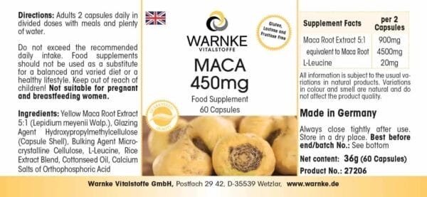 Maca 450mg (Warnke) - englisch