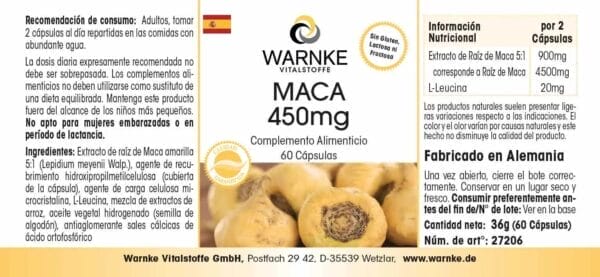 Maca 450mg (Warnke) - spanisch