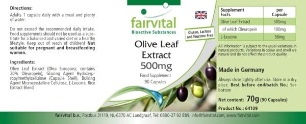 Olivenblatt Extrakt 500mg (fairvital) englisch