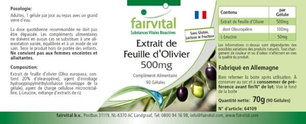 Olivenblatt Extrakt 500mg (fairvital) französisch