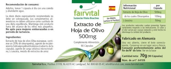 Olivenblatt Extrakt 500mg (fairvital) spanisch