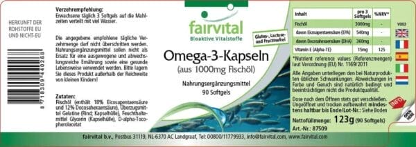 Omega-3-Kapseln aus 1000mg Fischöl (fairvital)_deutsch