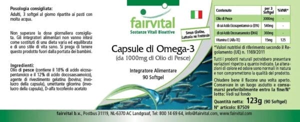 Omega-3-Kapseln aus 1000mg Fischöl (fairvital)_italienisch