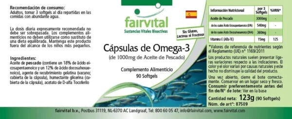 Omega-3-Kapseln aus 1000mg Fischöl (fairvital)_spanisch