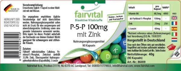 P-5-P 100mg mit Zink - aktives Vitamin B6 (fairvital)_deutsch