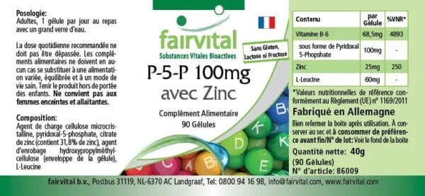 P-5-P 100mg mit Zink - aktives Vitamin B6 (fairvital)_französisch