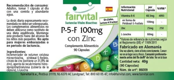 P-5-P 100mg mit Zink - aktives Vitamin B6 (fairvital)_spanisch