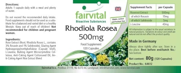 Rhodiola Rosea 500mg (fairvital) englisch