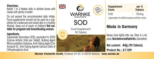 SOD 250mg (2000 F.I.P.) - Superoxid-Dismutase (Warnke) - englisch