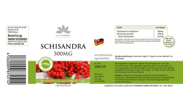 Schisandra Kapseln 500mg (Warnke) - Label