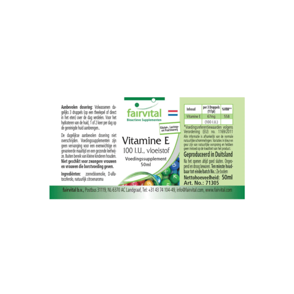 Vitamin E-Öl flüssig - 100I.E. pro 3 Tropfen (fairvital)_niederländisch