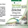 Zinkcitrat mit 25mg Zink (fairvital)_deutsch