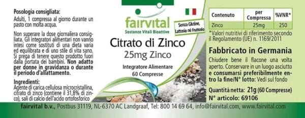 Zinkcitrat mit 25mg Zink (fairvital)_italienisch